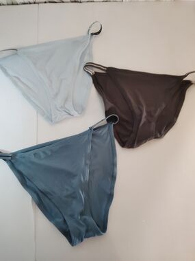 Calvin Klein Satin Hi-Cut Briefs in Light Blue, Slate Blue, Charcoal